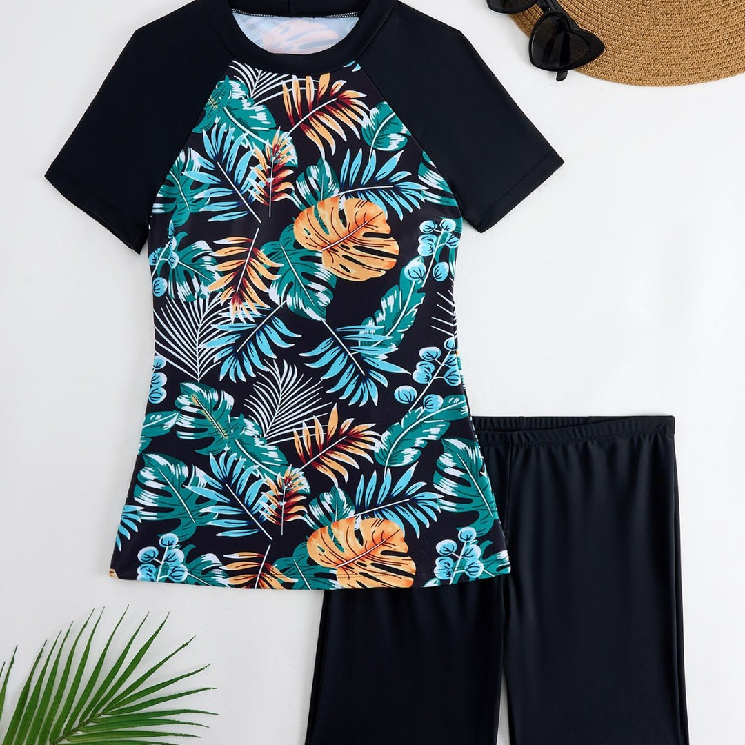 Women’s Athletic Rashguard with Fashionable Floral Pattern Mune Fashion