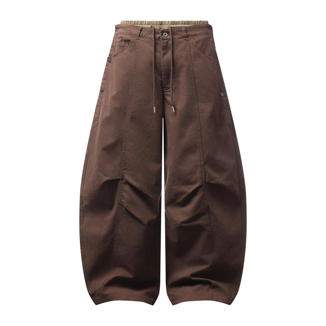 Women's Wide Culotte Trousers with Elastic Drawstring Waistband and Cargo Details Mune Fashion