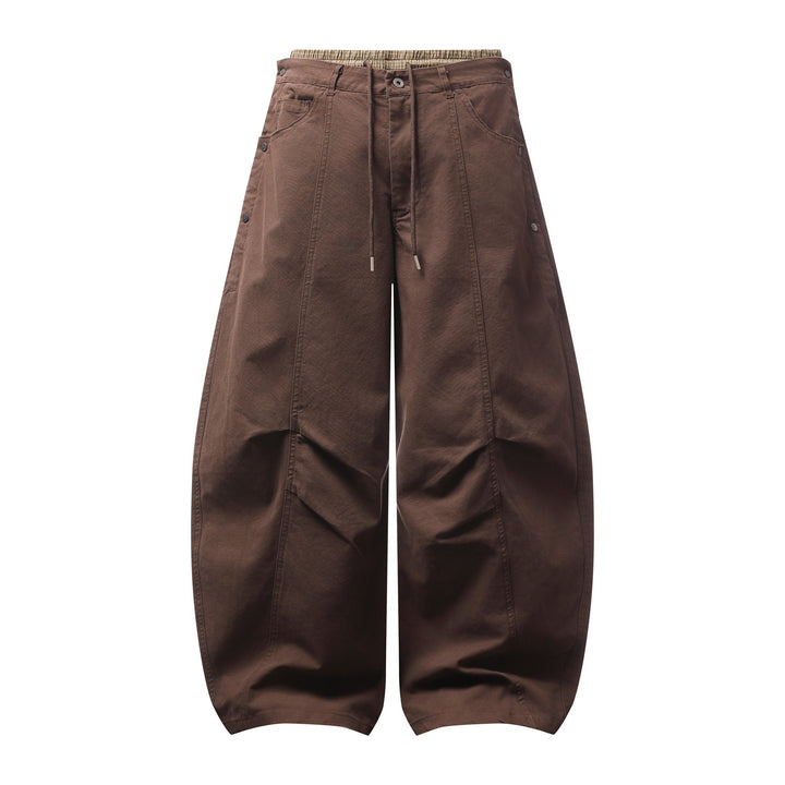 Women's Wide Culotte Trousers with Elastic Drawstring Waistband and Cargo Details Mune Fashion