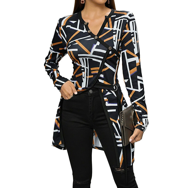 Ladies Fashionable Oversized Cardigan with Graphic Pattern Mune Fashion