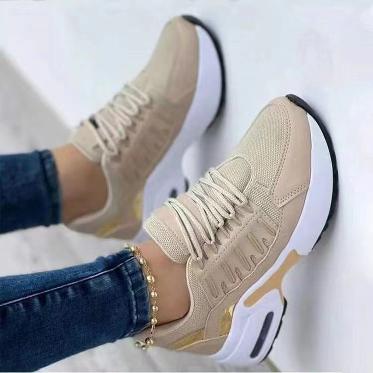 Women's sporty platform sneakers with visible air cushion, cushioned comfort insole, and breathable mesh detail Mune Fashion