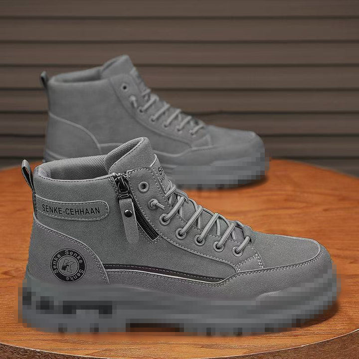 Men's ankle-high sneaker boots made of suede with zipper and patterned rubber sole Mune Fashion