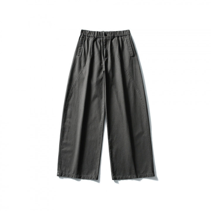 Women Wide High-Waist Culotte Pants with Elastic Waistband and Side Pockets Mune Fashion