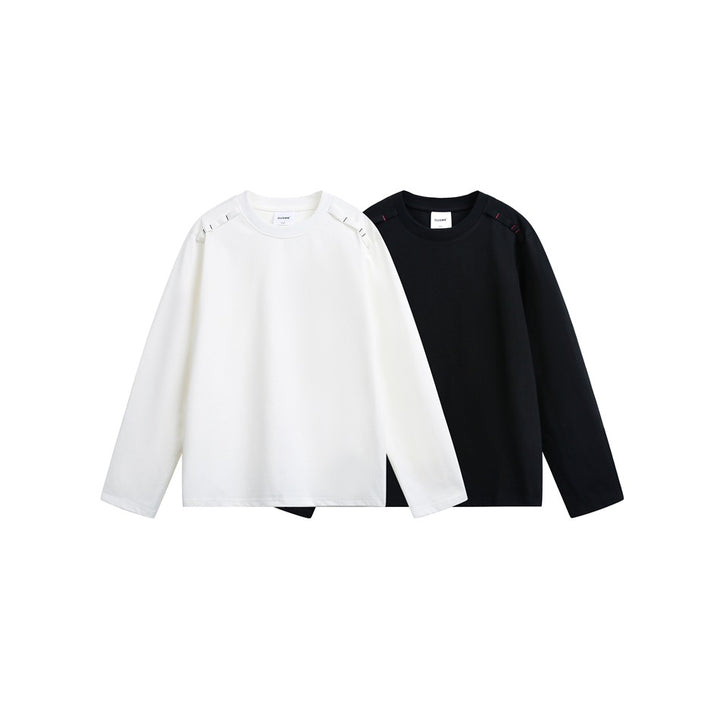Unisex Long Sleeve Oversized T-Shirt with Crew Neck and Decorative Shoulder Detail Mune Fashion