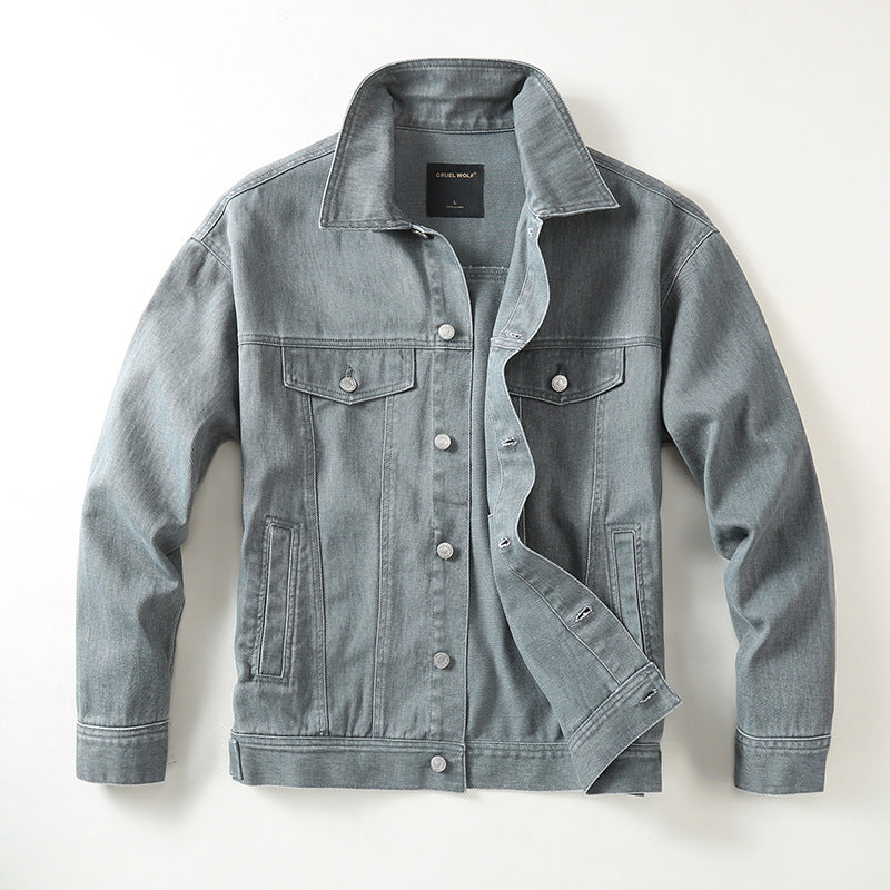 Men's denim jacket with classic cut and light vintage wash Mune Fashion