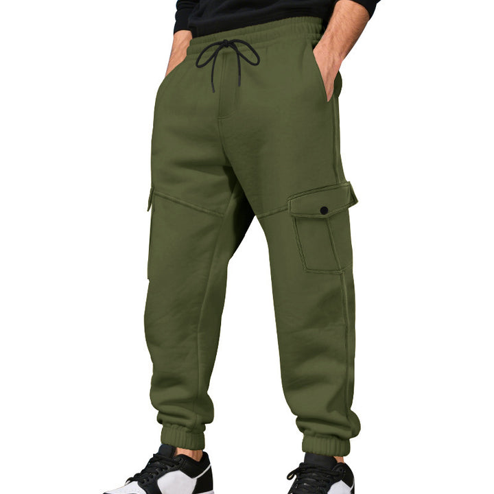 Men's urban-military cargo joggers with knee-quilted inserts, side flap pockets, and ribbed leg openings Mune Fashion
