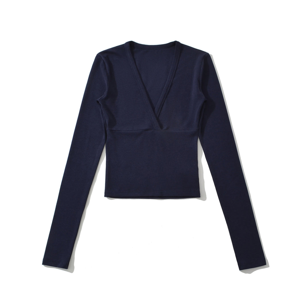 Women's wrap shirt with V-neck and fitted dividing seam Mune Fashion