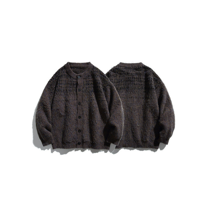 Women's Chunky Knit Oversized Cardigan in Mohair Look with Round Neckline and Button Placket Mune Fashion