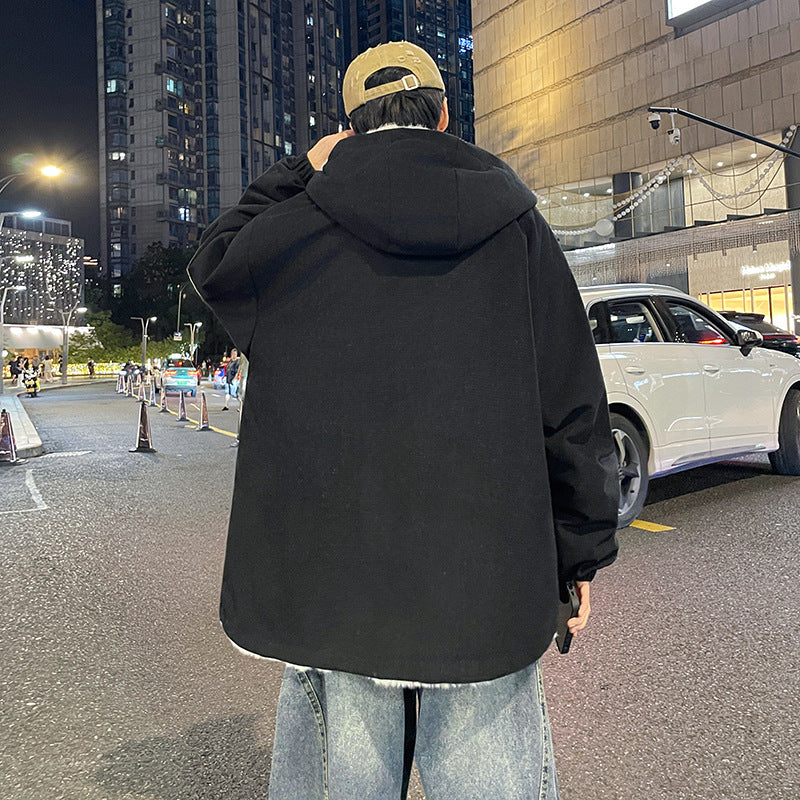 Men's Oversized Hoodie Jacket with Teddy Lining, Two-Way Zipper and Utility Pockets Mune Fashion