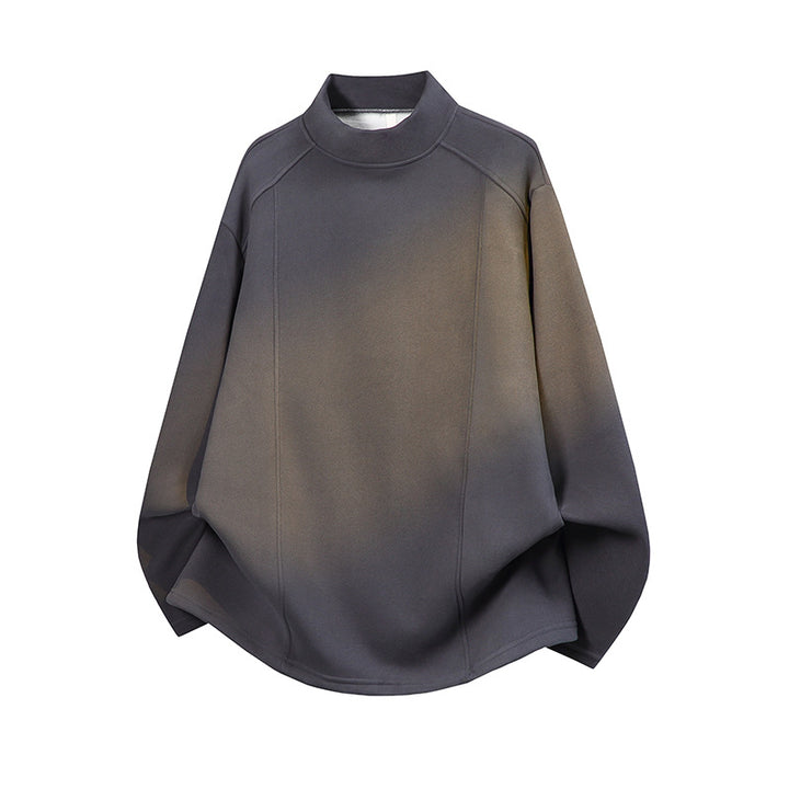 Men's Oversized Stand-Up Collar Sweatshirt with Raglan Sleeves and Subtle Gradient Mune Fashion