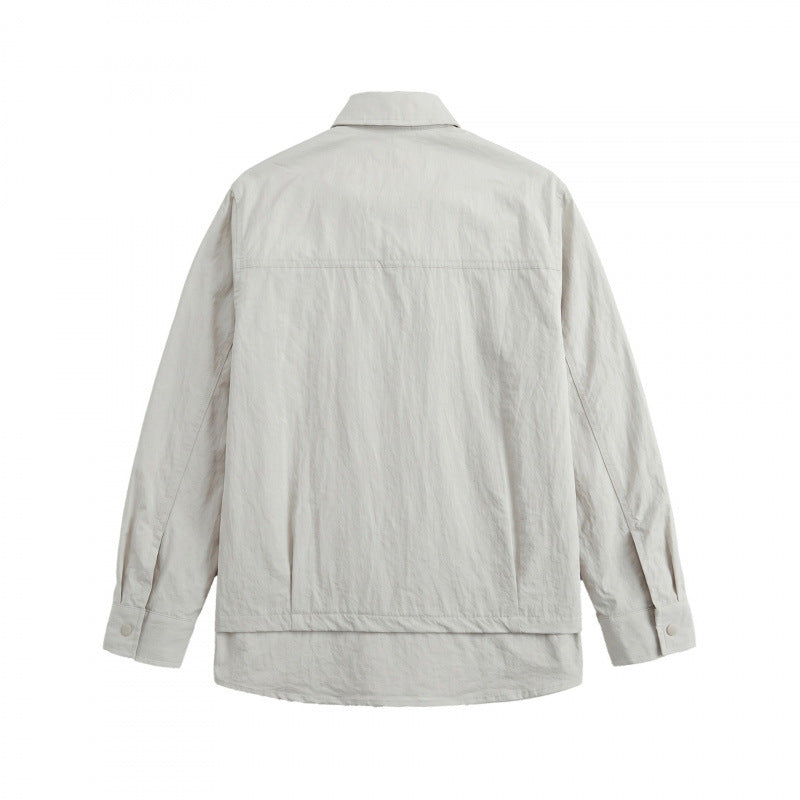 Unisex Oversized Shirt Jacket with Two-Layer Hem, Chest Welt Pocket and Structured Cotton Blend Mune Fashion