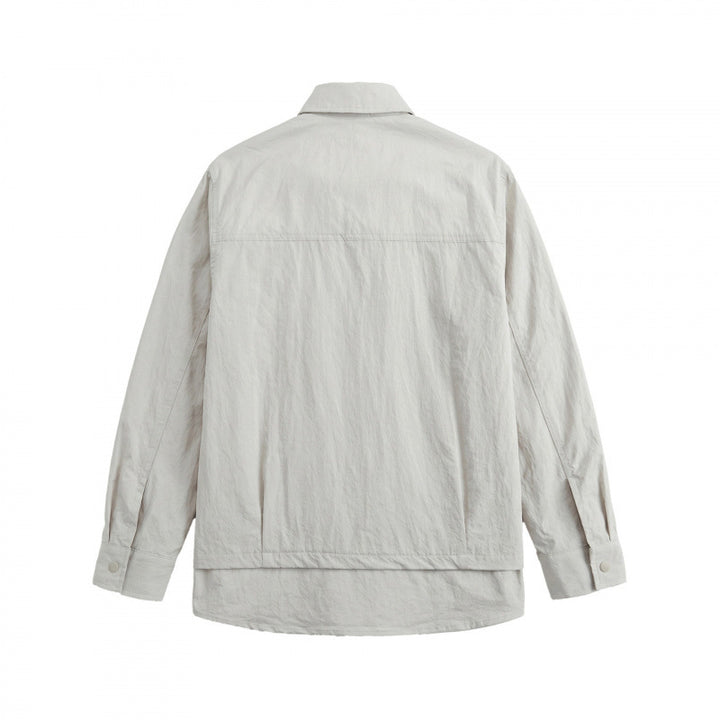 Unisex Oversized Shirt Jacket with Two-Layer Hem, Chest Welt Pocket and Structured Cotton Blend Mune Fashion