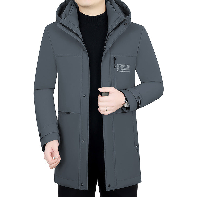 Men's modern water-repellent long parka with hood and lightweight thermal insulation Mune Fashion