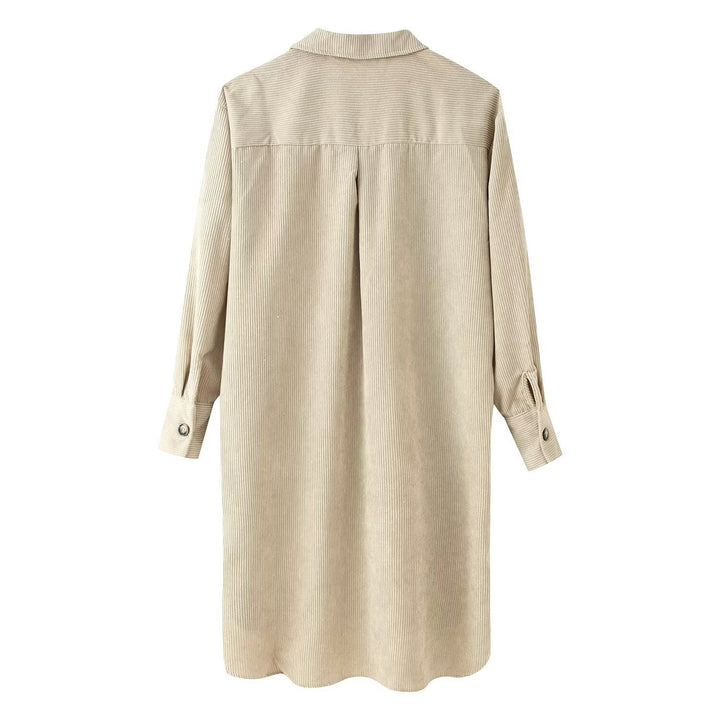 Women's long shirt tunic made of fine ribbed jersey with shirt collar and continuous button placket Mune Fashion