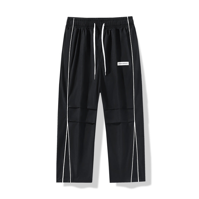 Men's Lightweight Technical Track Pants with Elastic Waistband, Knee Inserts & Side Contrast Piping Mune Fashion
