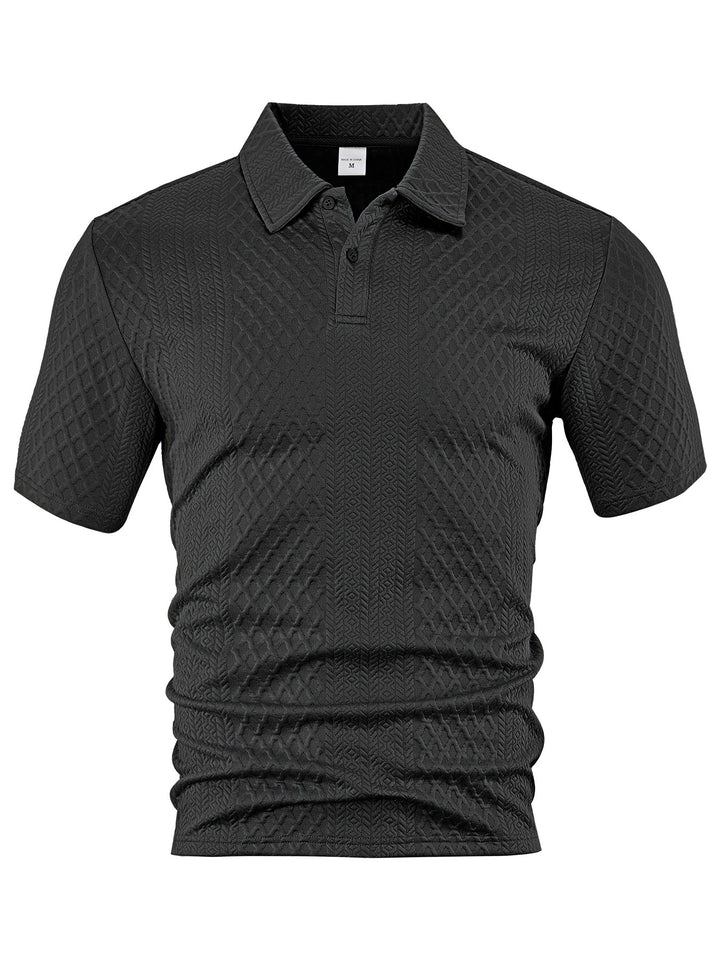 Men's textured jacquard polo shirt short sleeves slim fit with polo collar Mune Fashion