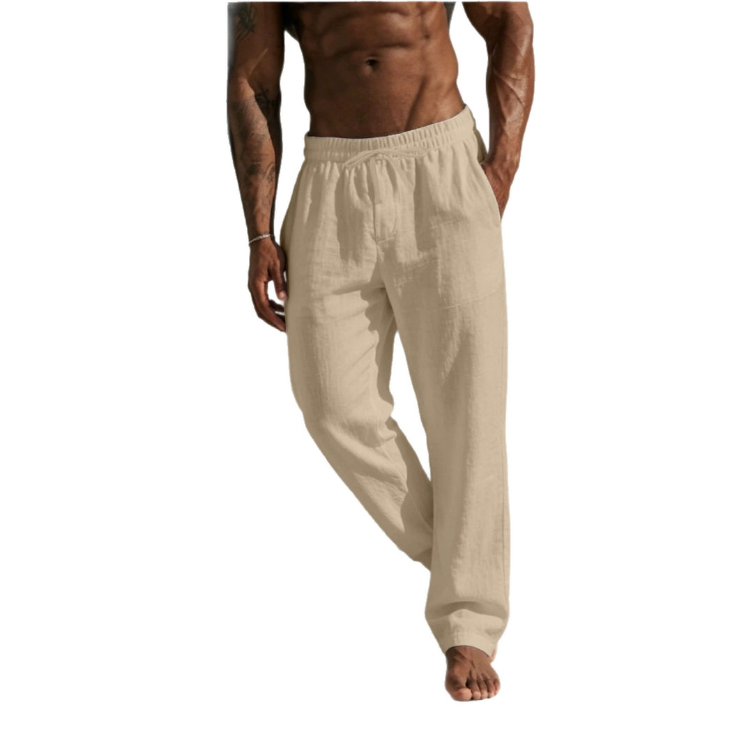 Men's Summer Relaxed Pants made of Linen Blend with Straight Leg and Drawstring Mune Fashion