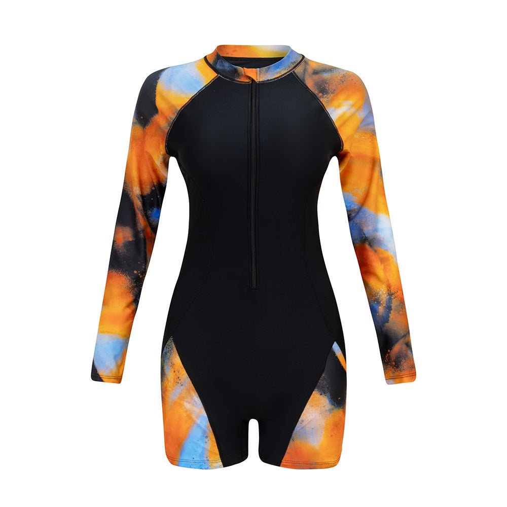 Women's Long Sleeve Surf Suit with Colorful Art Design Mune Fashion