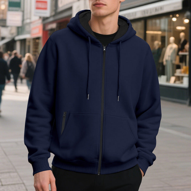 Men's oversized zip-up hoodie with kangaroo pockets and contrasting inner lining Mune Fashion