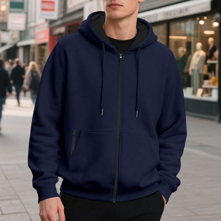 Men's oversized zip-up hoodie with kangaroo pockets and contrasting inner lining Mune Fashion