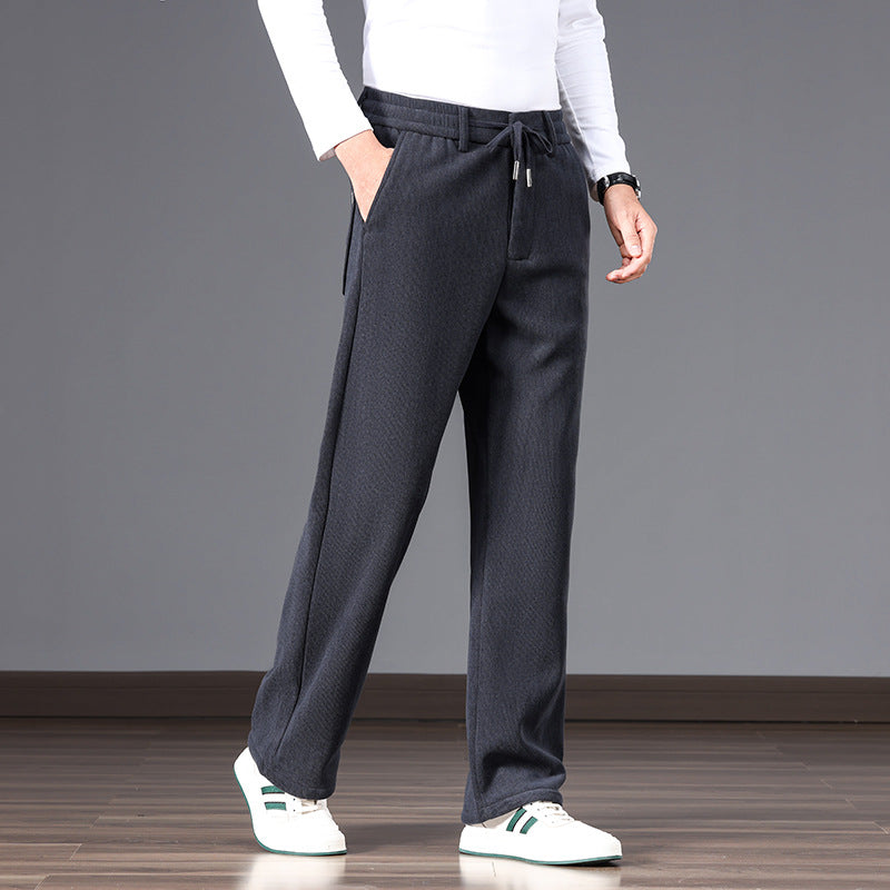 Men's Casual Relaxed-Fit Cotton Blend Sweatpants with Drawstring and Straight Leg Mune Fashion