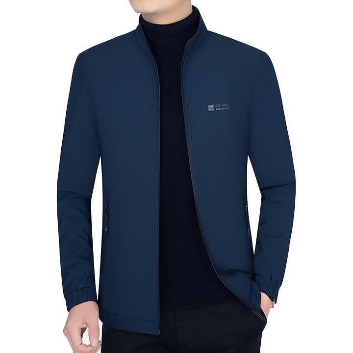 Men's Stand Collar Jacket with Warming Teddy Lining and Zipper Mune Fashion
