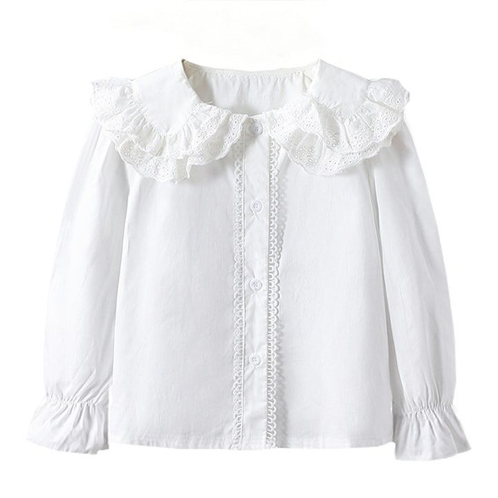 Girl's blouse with voluminous lace collar and ruffle details Mune Fashion