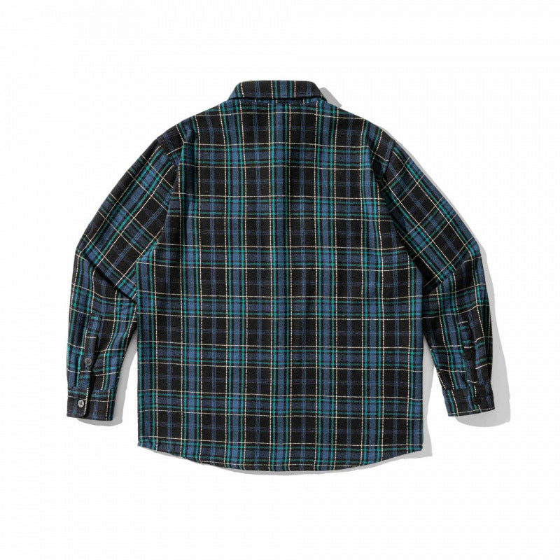 Unisex Checked Overshirt in Boxy Workwear Style with Patch Pockets and Shirt Collar Mune Fashion