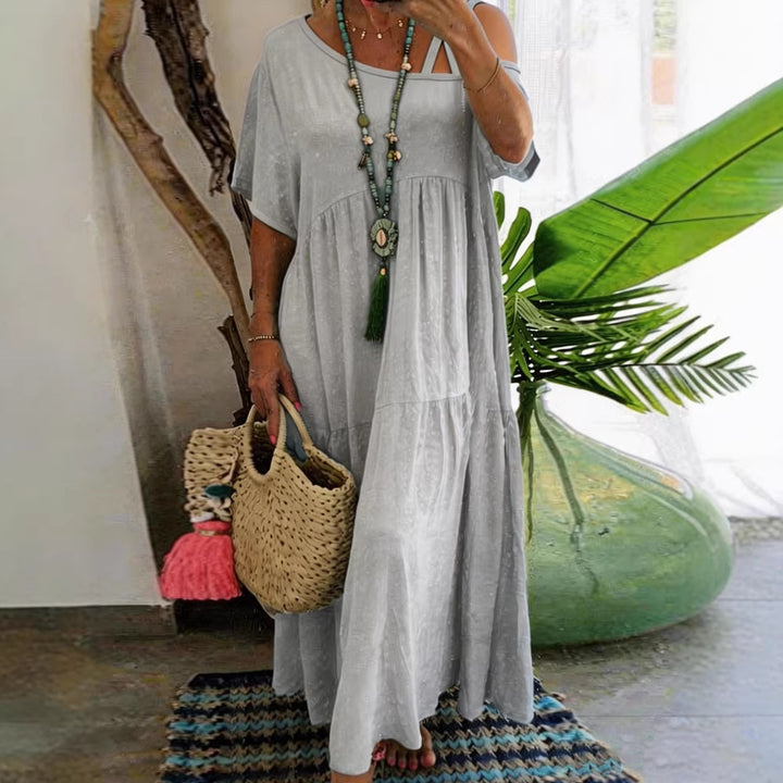 Ladies Maxi Dress with Casual Cut and Asymmetrical Design Mune Fashion