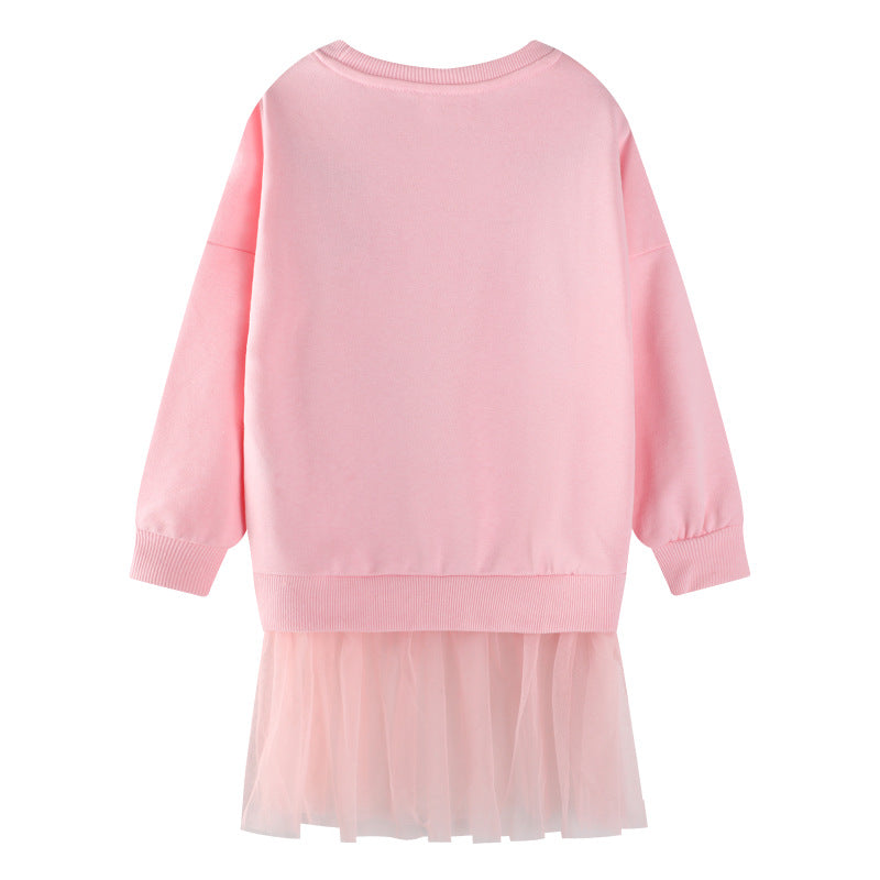 Girls sweatshirt with tulle skirt and cute animal embroidery Mune Fashion