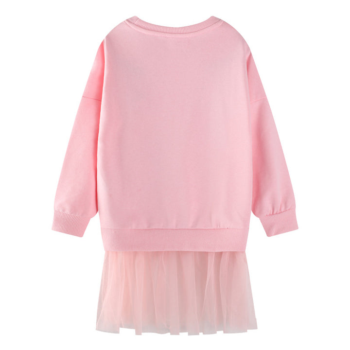 Girls sweatshirt with tulle skirt and cute animal embroidery Mune Fashion