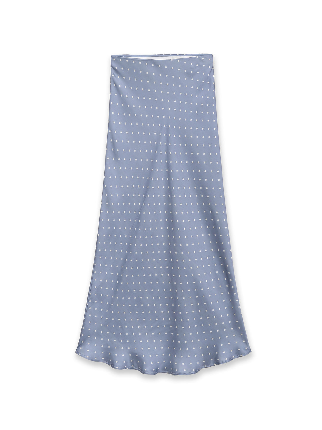 Women's midi skirt made of satin in A-line cut with high waist and polka dot print Mune Fashion