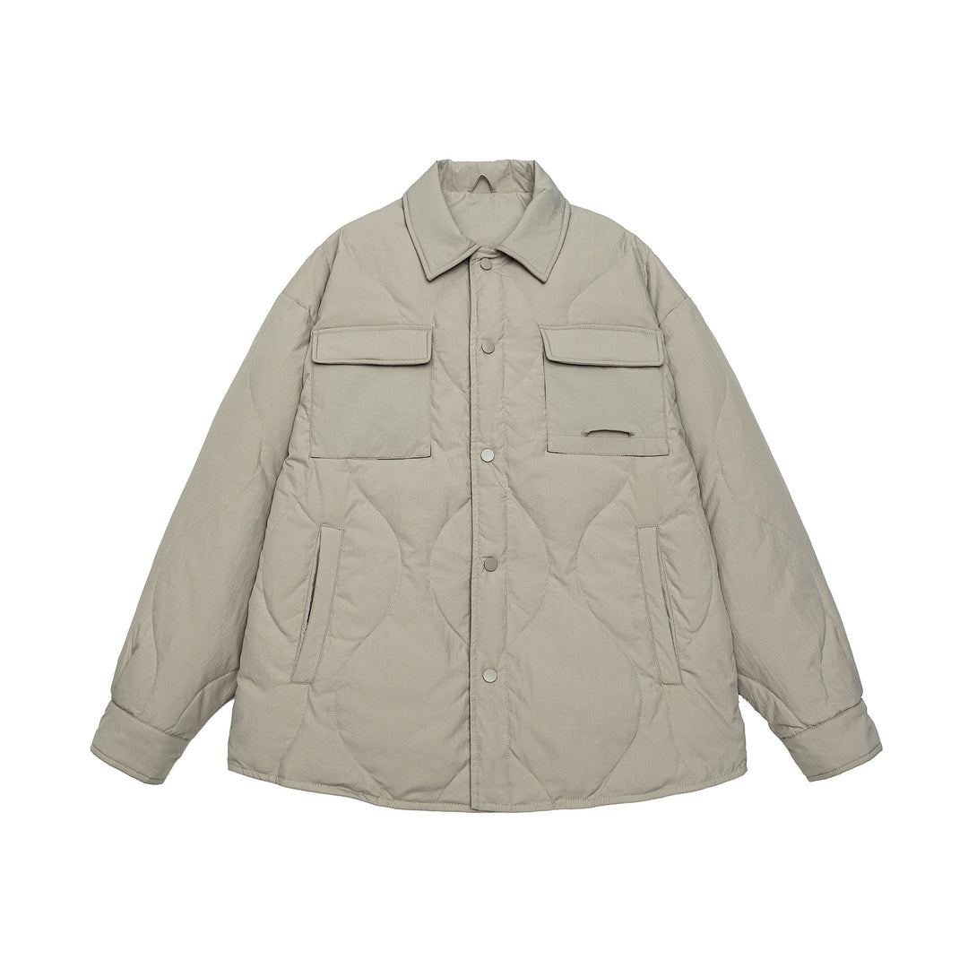 Men's Quilted Oversized Shirt Jacket with Quilting, Snap Buttons, and Chest Pockets Mune Fashion