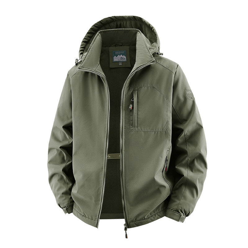 Men's Windproof Softshell Thermal Jacket with Fleece Lining and Hood Mune Fashion