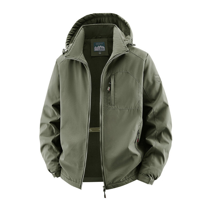 Men's Windproof Softshell Thermal Jacket with Fleece Lining and Hood Mune Fashion