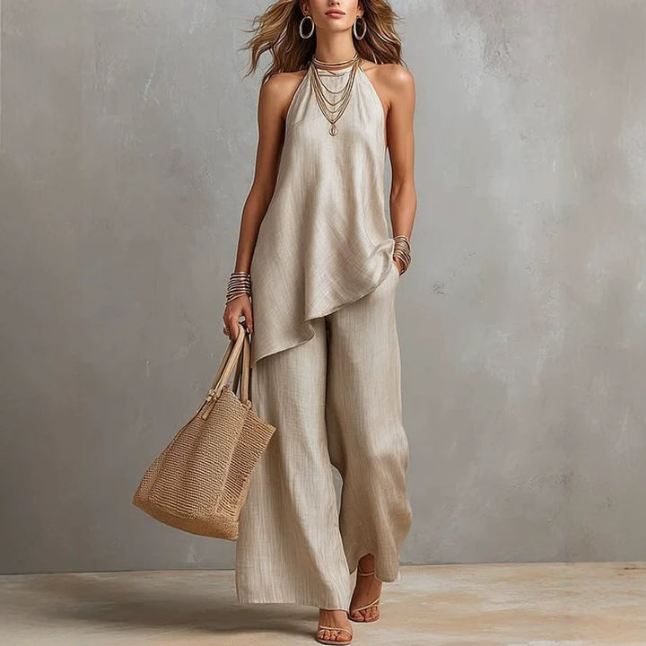 Women airy jumpsuit with asymmetrical cut Mune Fashion