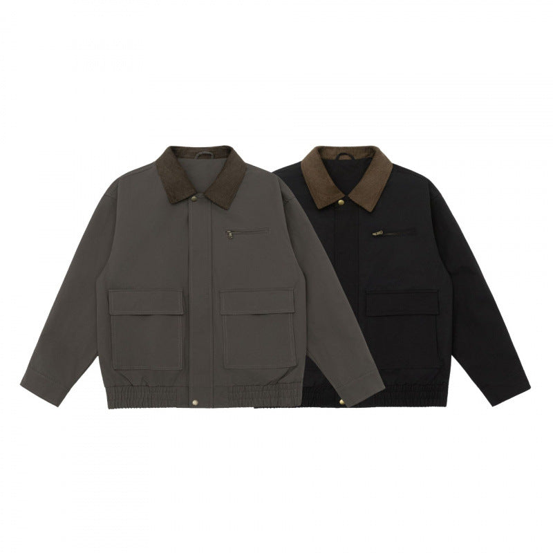 Unisex Boxy Utility Jacket with Cord Collar, Patch Pockets, and Elastic Hem Mune Fashion