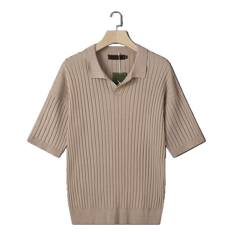 Men's Fashion Short Sleeve Knit Polo Shirt Mune Fashion