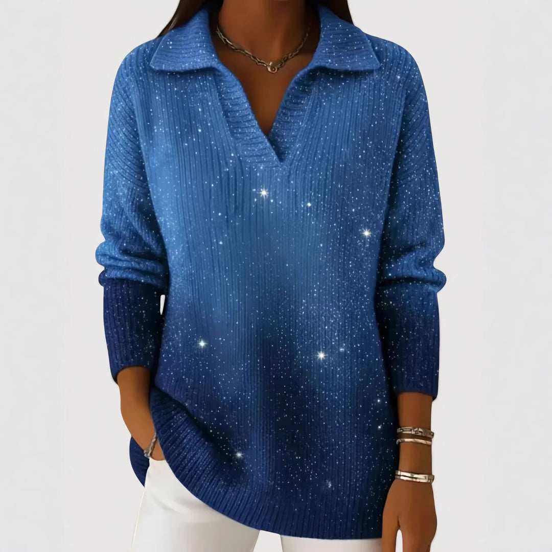 Women's Fashionable Knit Sweater with V-Neck