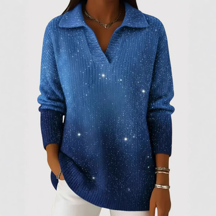 Women's Fashionable Knit Sweater with V-Neck