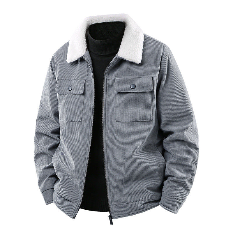 Men's cord jacket with sherpa collar, quilted thermal lining and chest pockets Mune Fashion
