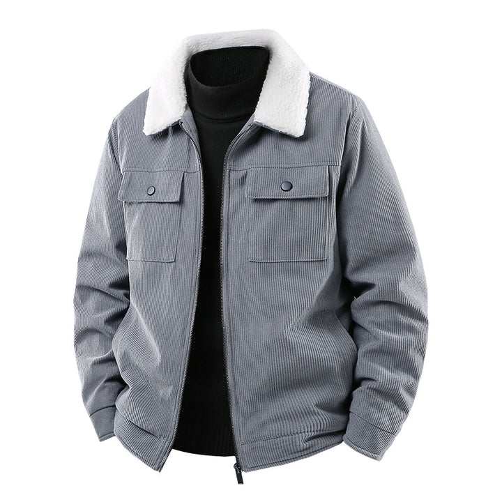 Men's cord jacket with sherpa collar, quilted thermal lining and chest pockets Mune Fashion