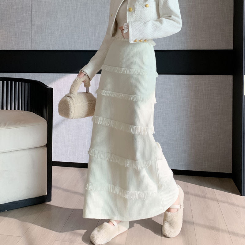 Women's Long Maxi Skirt with Fringes Mune Fashion