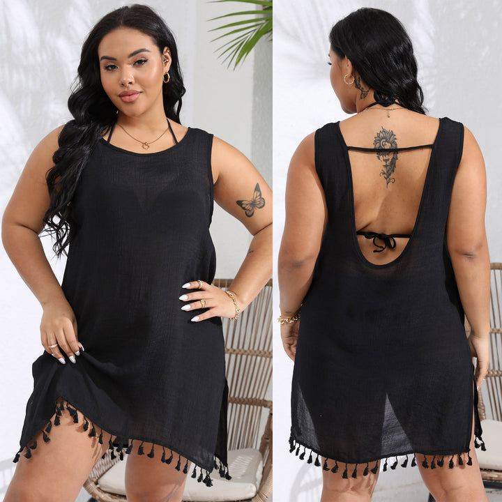 Women's airy beach dress with fringed details Mune Fashion