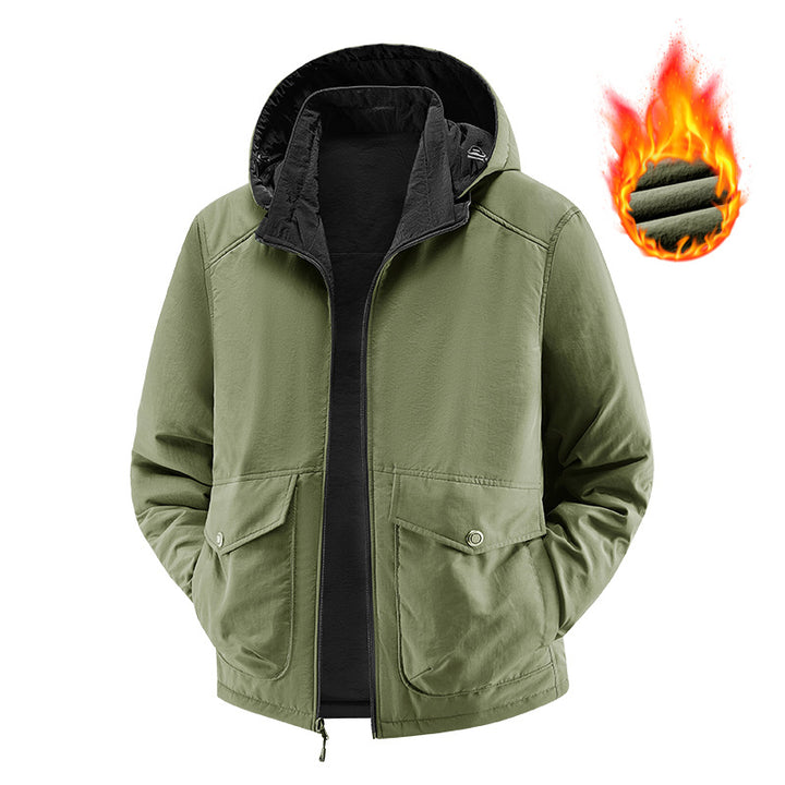 Men's thermo field jacket with fleece lining, hood and front pockets Mune Fashion