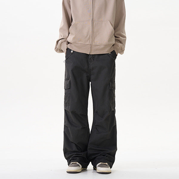 Men's Relaxed Utility Cargo Pants in Palazzo Cut made of Cotton Twill Mune Fashion