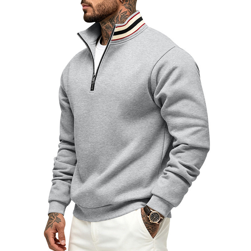 Men's sweatshirt with half zip and striped standing collar Mune Fashion