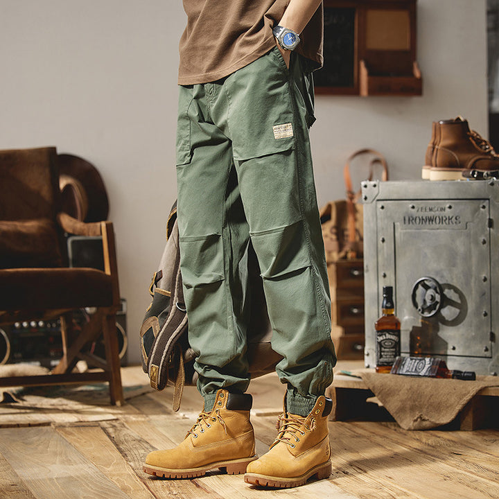 Men's Robust Canvas Field Joggers with Knee Inserts, Patch Utility Pockets, and Elastic Ankle Hem Mune Fashion