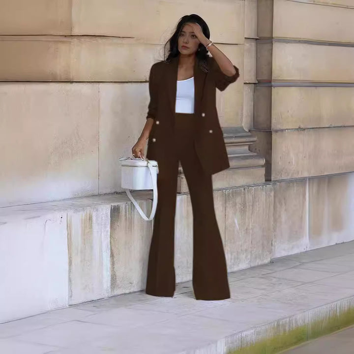 Women's Two-Piece Tailoring Set with Oversized Blazer and High-Waist Flared Pants Mune Fashion