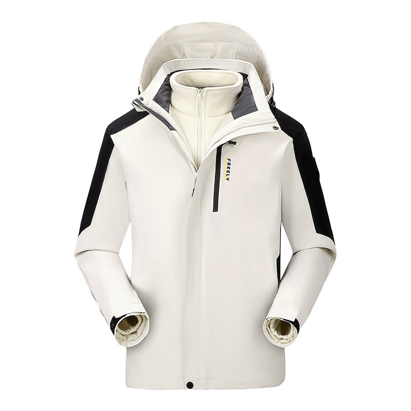 Men's non-waterproof three-piece winter jacket with removable hood and fleece inner jacket Mune Fashion